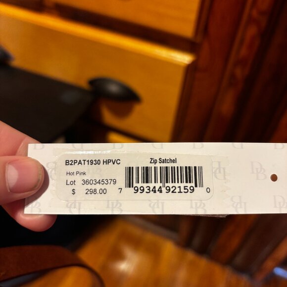 Dooney & Bourke Hot Pink Patent Leather Zip Satchel - Picture 6 of 7